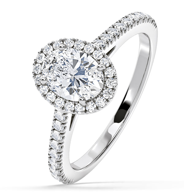 Georgina GIA Oval Diamond Halo Engagement Ring Platinum 1.55ct G/VS1